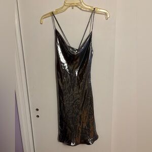 Zara Silver Metallic Slip Dress